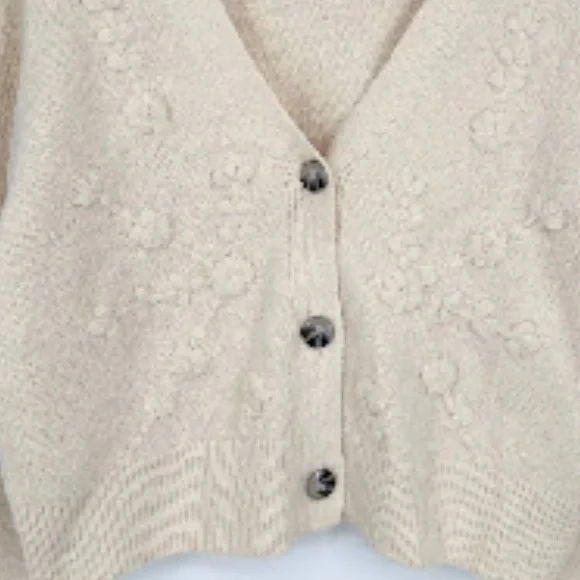 Cream V neck Cardigan - Picture 4 of 8